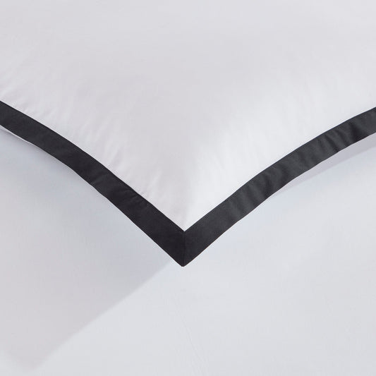 Bordeaux Contrast Border 400 Thread Count Cotton Duvet Cover - Black