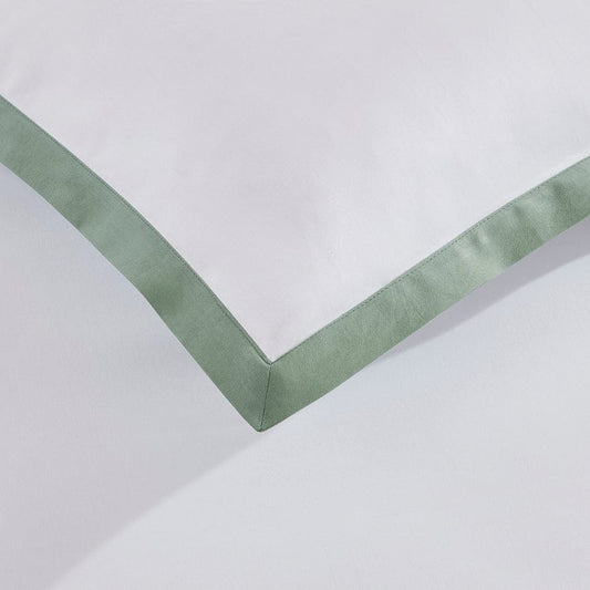 Bordeaux Contrast Border 400 Thread Count Cotton Duvet Cover - Green