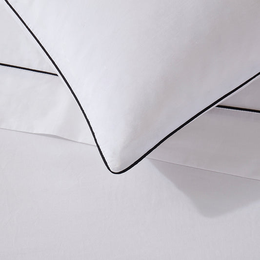 Cambridge Piped Edge Pillowcase and Flat Sheet Bundle - Black