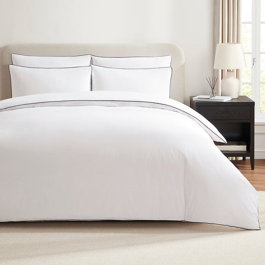 200 Thread Count Cambridge Duvet Cover Cotton - White/Black