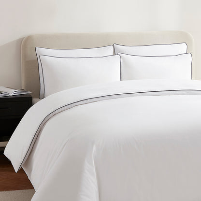 200 Thread Count Cambridge Duvet Cover Cotton - White/Black