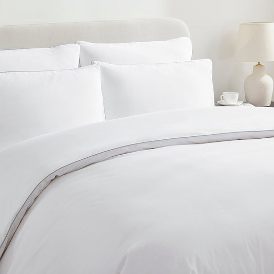 200 Thread Count Cambridge Duvet Cover Cotton - White/Gray