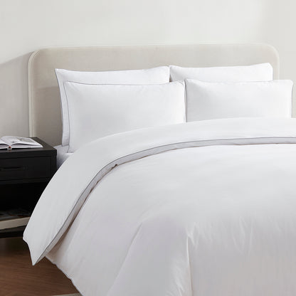 200 Thread Count Pair of Cambridge Pillowcases Cotton - White/Gray