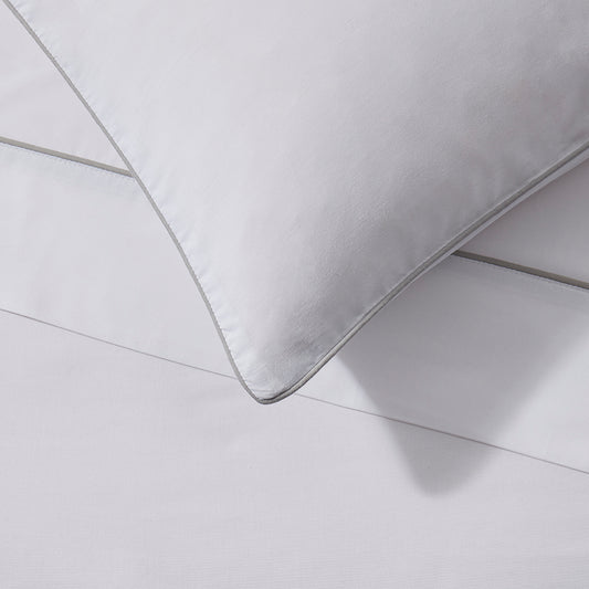 Cambridge Piped Edge Pillowcase and Flat Sheet Bundle - Gray