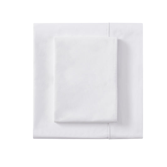 Cambridge Piped Edge Pillowcase and Flat Sheet Bundle - White