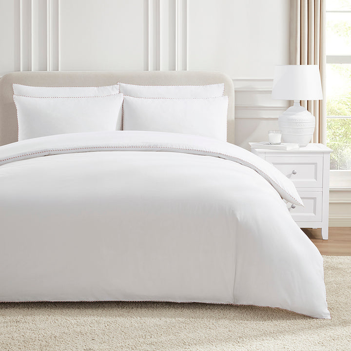 200 Thread Count Girona Duvet Cover Cotton - White/Pink