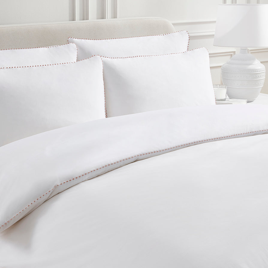 200 Thread Count Girona Duvet Cover Cotton - White/Pink