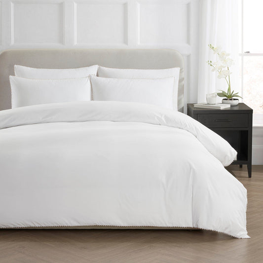 200 Thread Count Girona Duvet Cover Cotton - White/Natural