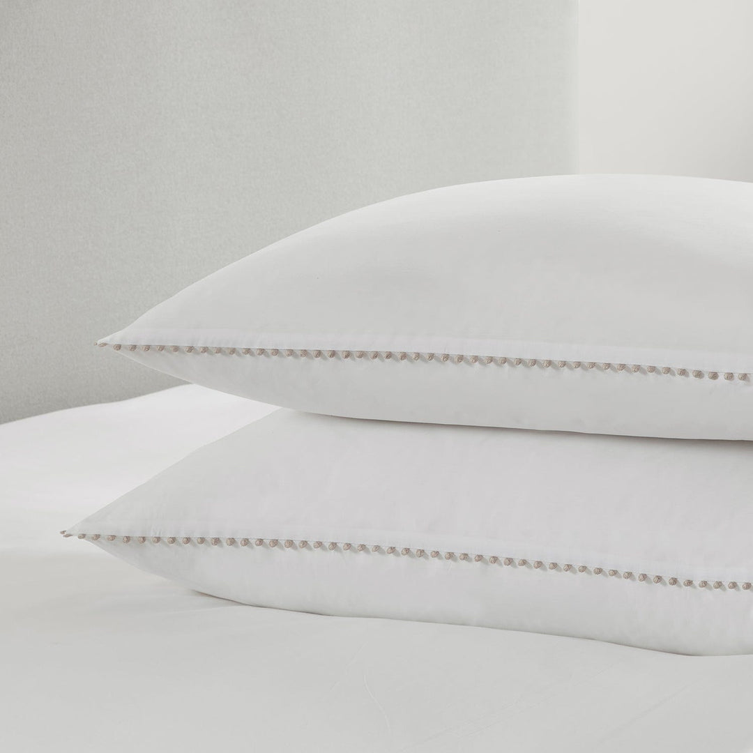 200 Thread Count Pair Of Girona Pillowcases Cotton - White/Natural