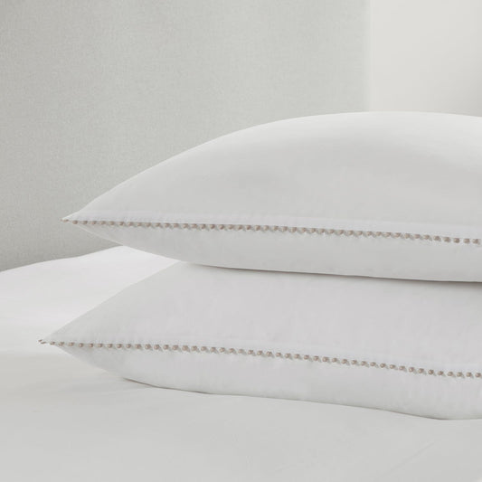 200 Thread Count Pair Of Girona Pillowcases Cotton - White/Natural