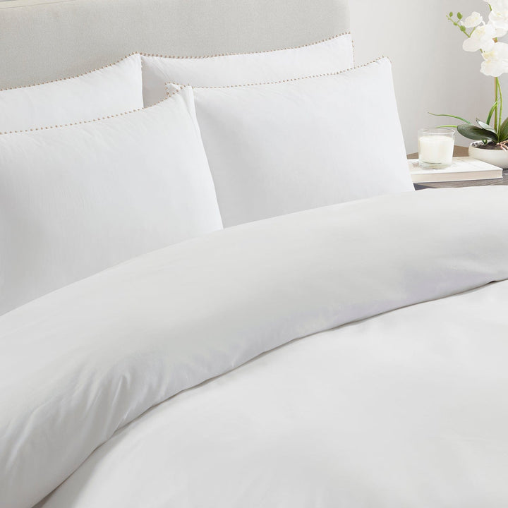 200 Thread Count Pair Of Girona Pillowcases Cotton - White/Natural