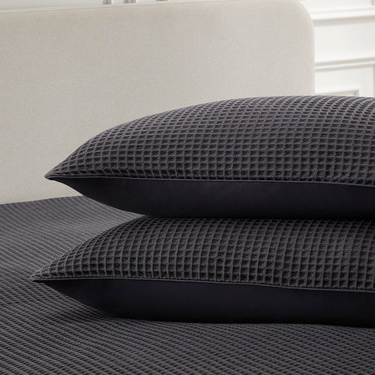 Portofino 100% Cotton Waffle Duvet Cover - Charcoal