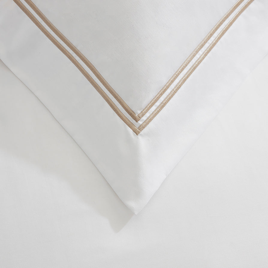400 Thread Count Pair of Regent Embroidered Oxford Pillowcases Cotton - Natural