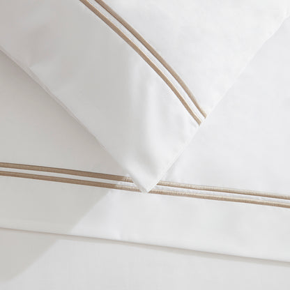 400 Thread Count Regent Embroidered Duvet Cover Cotton - Natural