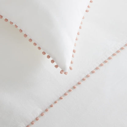 Pair of Girona Pillowcases - 200 TC - Cotton - White/Pink